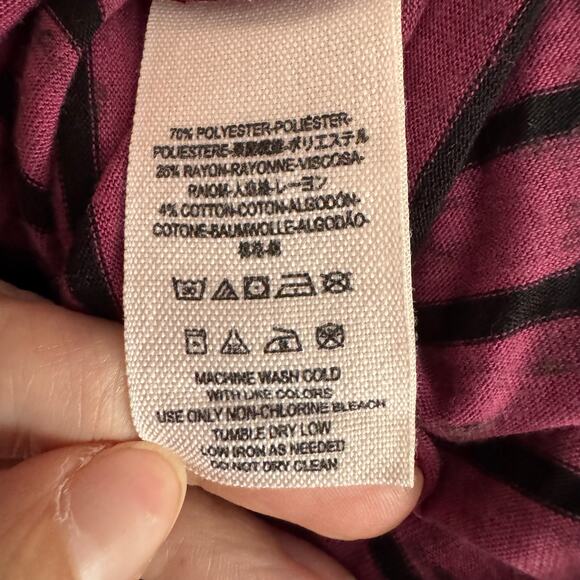 Free People We The Free Striped Oversized Long Sleeve Top Raspberry Black Small - Picture 4 of 10